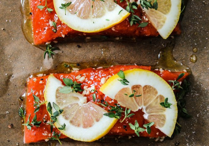 Baked Honey Lemon Salmon With Thyme