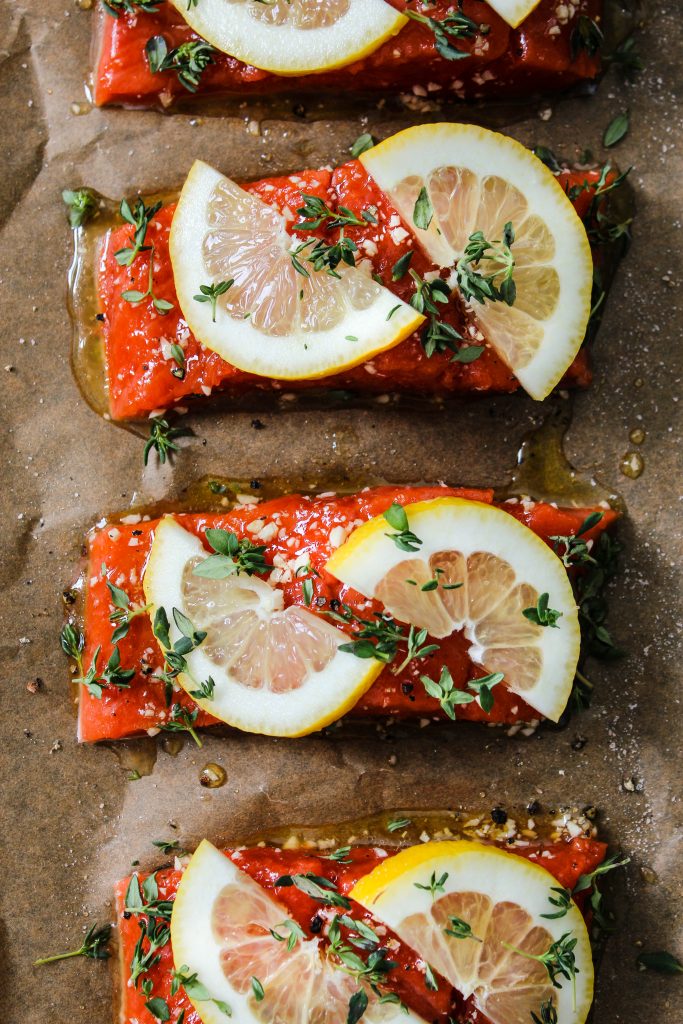Baked Honey Lemon Salmon With Thyme