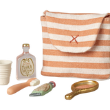 Toothbrush set in bag, Mouse - Coral stripe