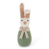 Big Felt Bunny with Bow – Green | Handmade Wool Easter Decoration