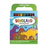 Ooly Carry Along Crayon & Coloring Book Kit - Dinoland (Set of 10)