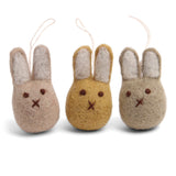 Mini Bunnies – Clay Colours (Set of 3) | Handmade Felt Rabbit Decorations