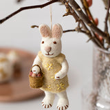 White Bunny with Yellow Dress & Egg Basket