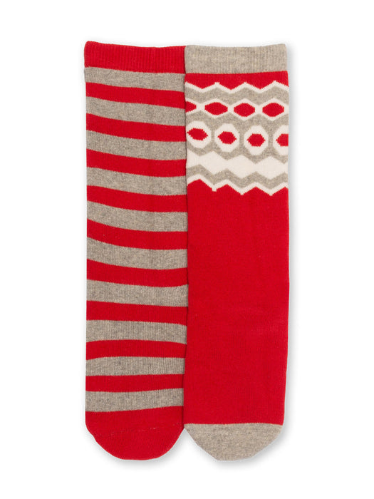 Fair Isle cosy socks red