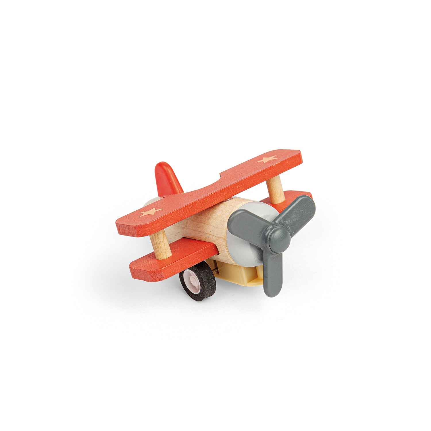 Wooden Pull Back Bi-Plane