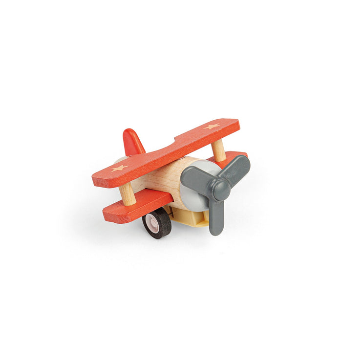 Wooden Pull Back Bi-Plane