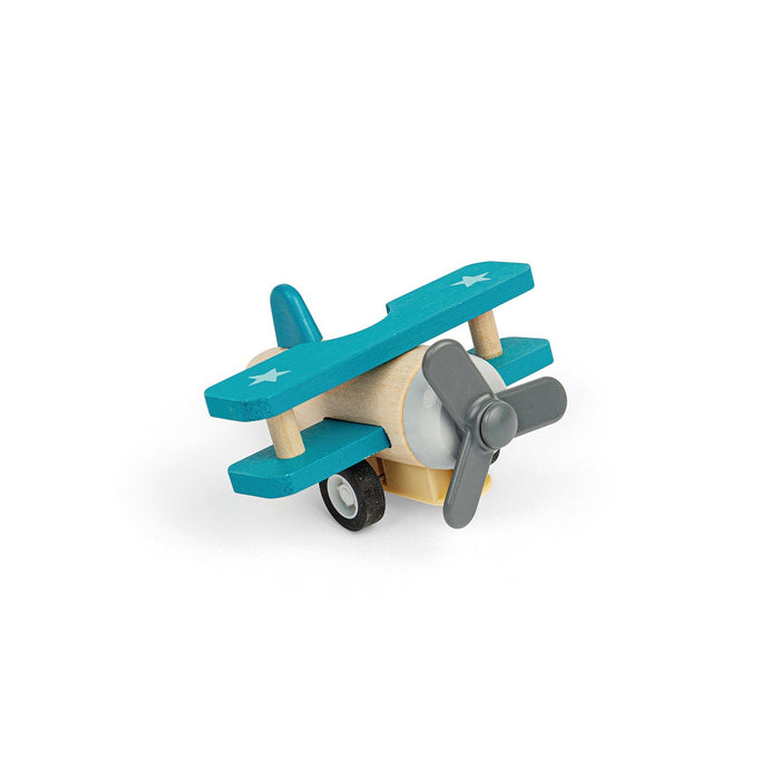 Wooden Pull Back Bi-Plane