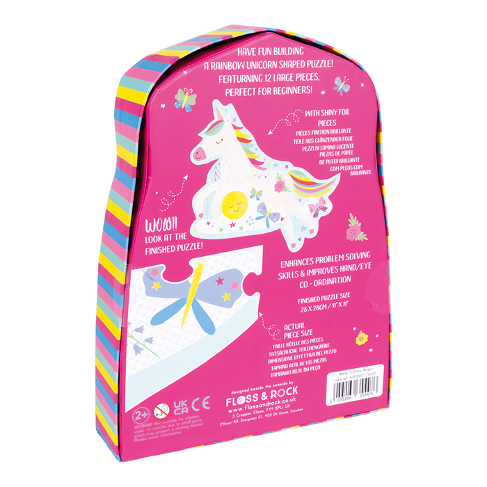 12 Piece Shaped Jigsaw In Shaped Box - Rainbow Unicorn