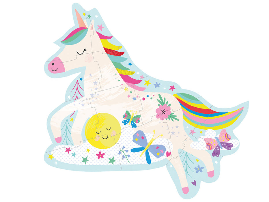 12 Piece Shaped Jigsaw In Shaped Box - Rainbow Unicorn