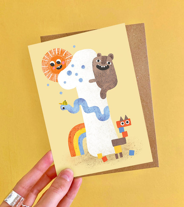 Crazy Critters Age One Greeting Card