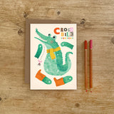 Crocodile Split Pin Puppet A5 Greeting Card