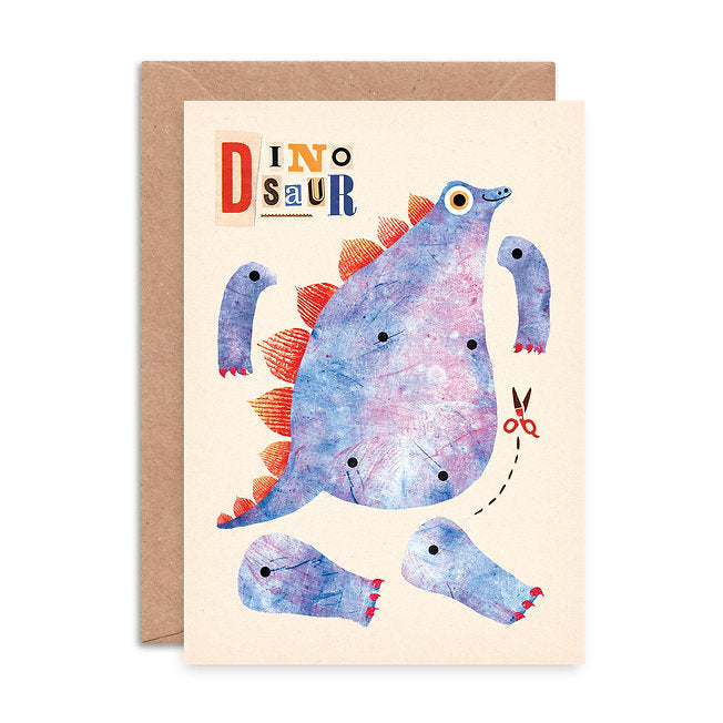 Dinosaur Split Pin Puppet A5 Greeting Card