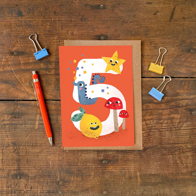 Crazy Critters Age Five Greeting Card