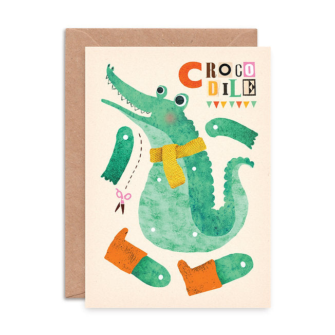 Crocodile Split Pin Puppet A5 Greeting Card