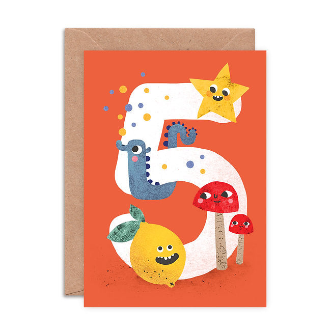 Crazy Critters Age Five Greeting Card
