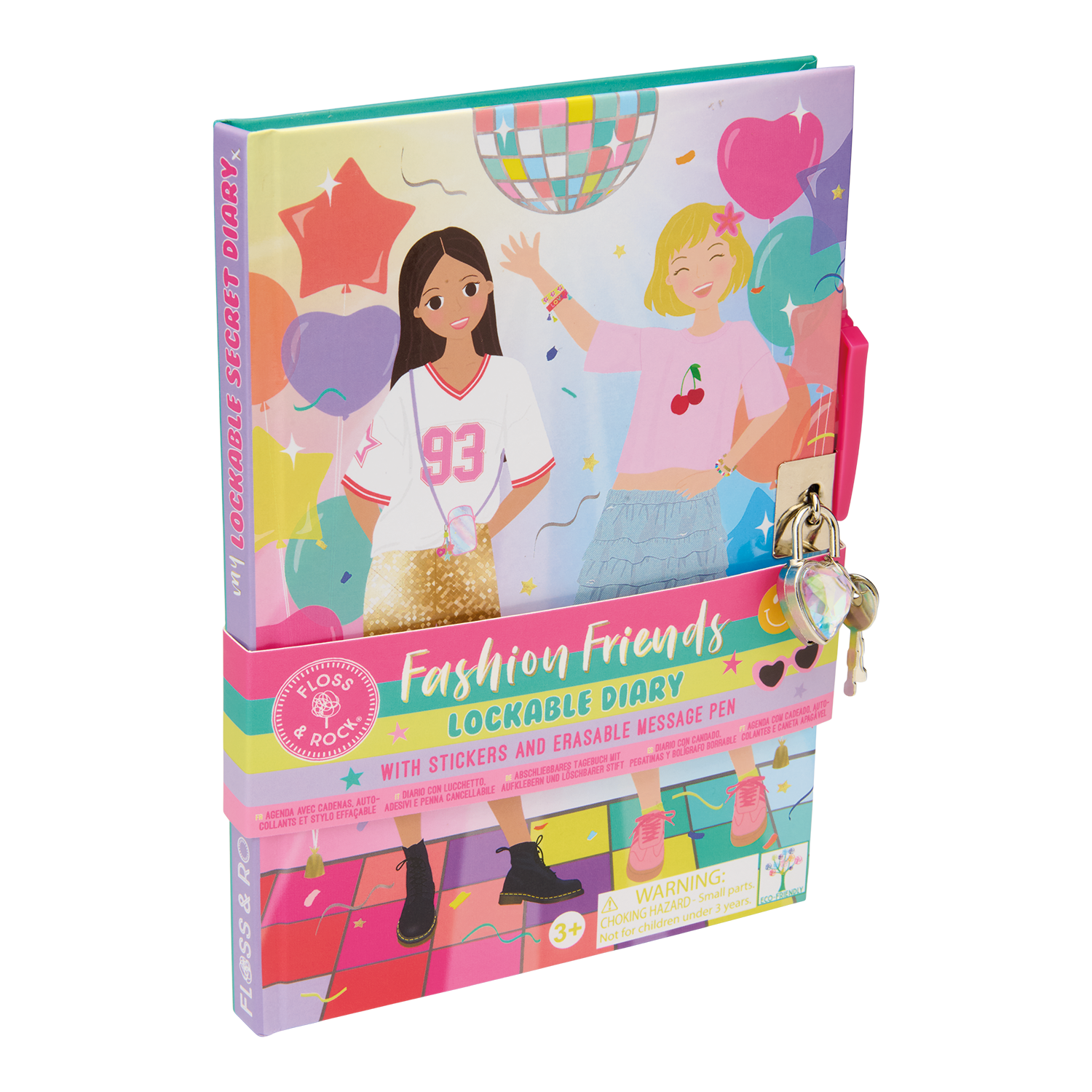 Colorful diary with 'Fashion Friends' design on a white background