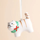 Ceramic Christmas Cat Hanging Decoration