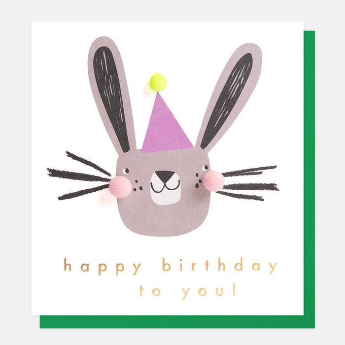 Rabbit In Party Hat Birthday Card