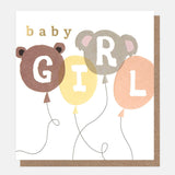 Animal Balloons New Baby Girl Card