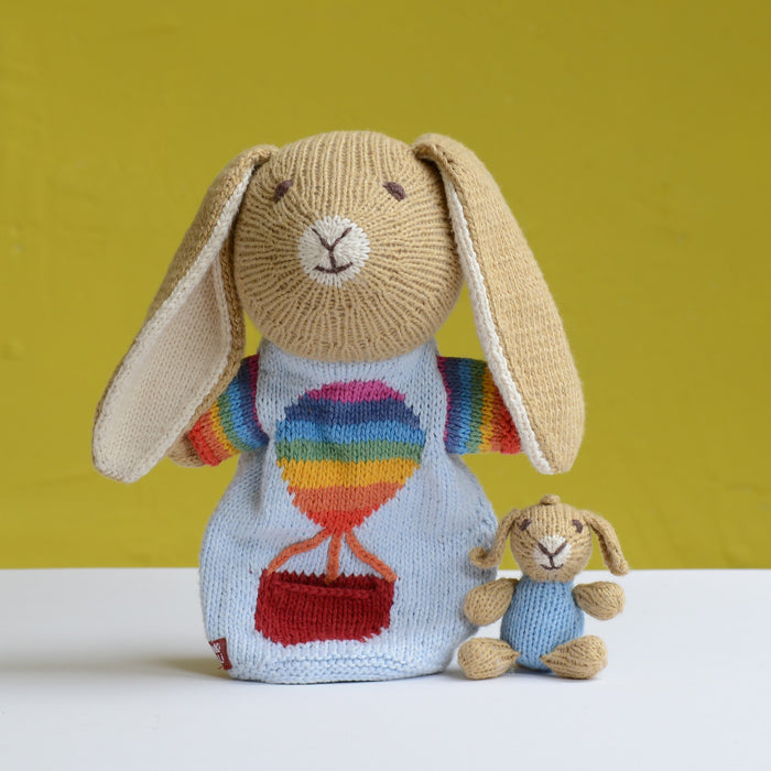 Hand Knitted Rabbit Pocket Puppet and Baby