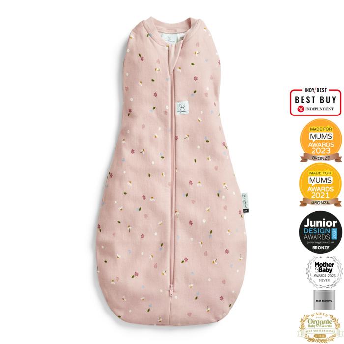 ErgoPouch - Organic Summer Cocoon Swaddle Sleeping Bag - Daisies - 0.2 TOG