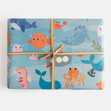 Undersea Animals Bubbles Flat Wrap