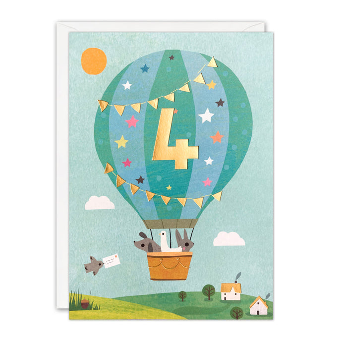 Age 4 Balloon Birthday Card