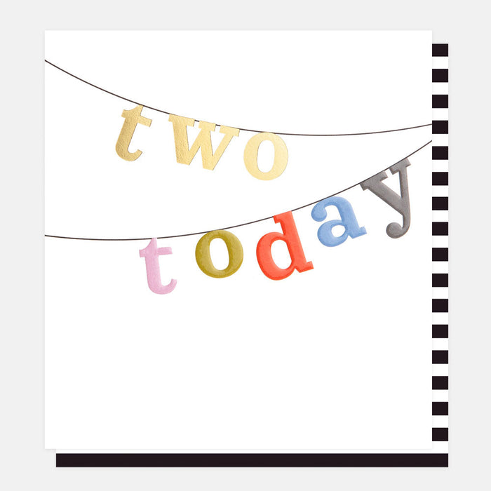 Two Today Bunting Birthday Card