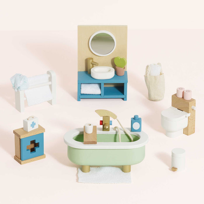 Wooden Dolls house Bathroom Furniture