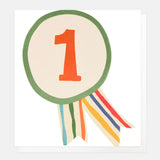 Age 1 Rosette with Stripe Ribbons