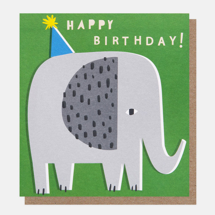Elephant In Party Hat Birthday Card