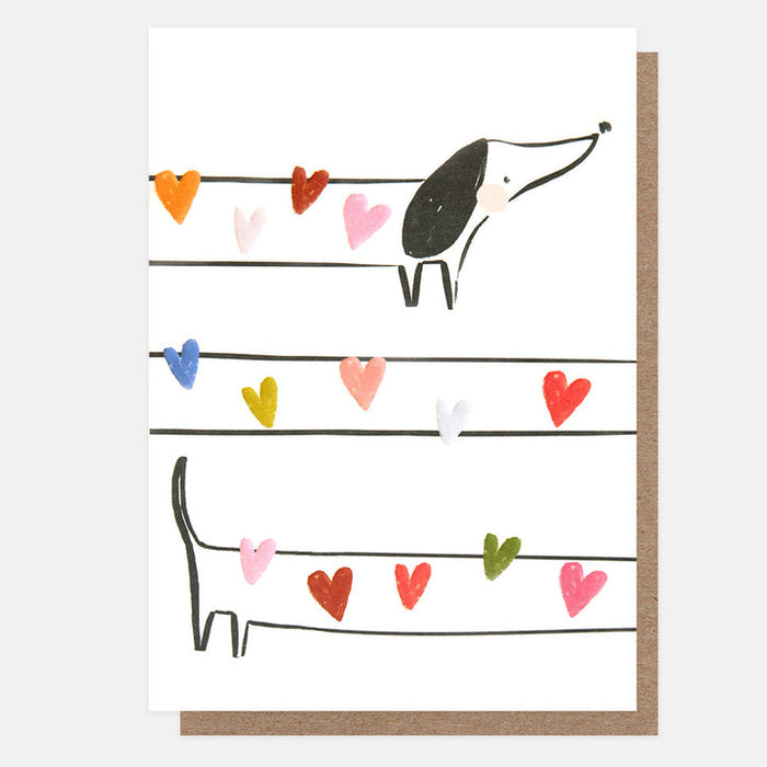 Blank Multi Hearts Sausage Dog Card