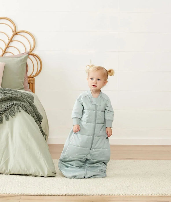 ErgoPouch - Organic Winter Long Sleeved 2 in 1 Sleeping Suit Bag - Sage - 2.5 TOG