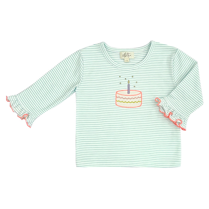 Birthday Cake Applique 3/4 Sleeves Tshirt