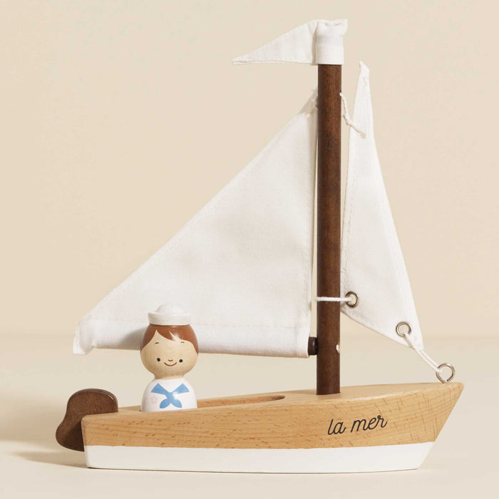 Wooden Sailing Boat & Captain