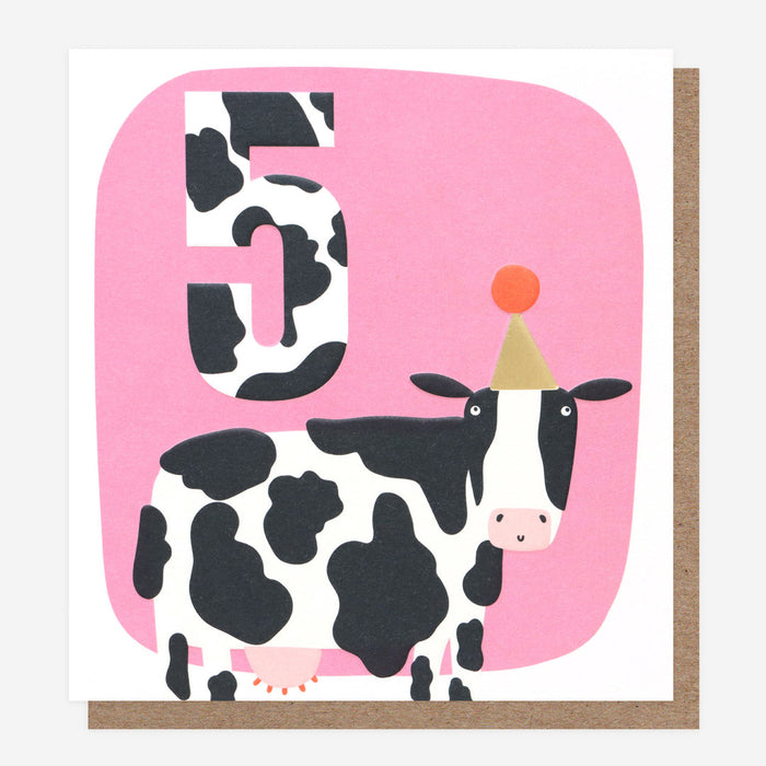 Cow 5th Birthday Card