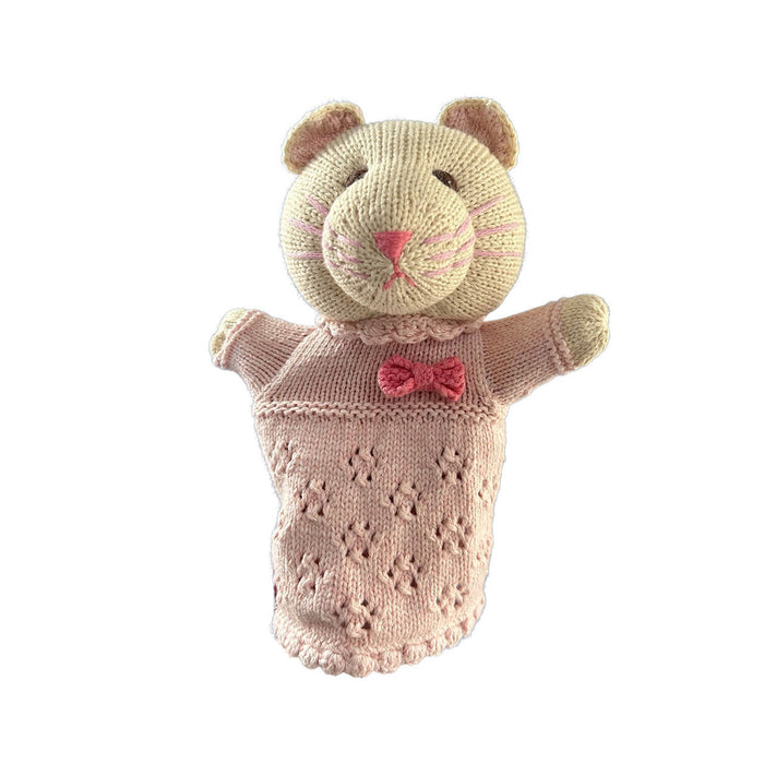 Hand Knitted Cat Hand Puppet in Organic Cotton