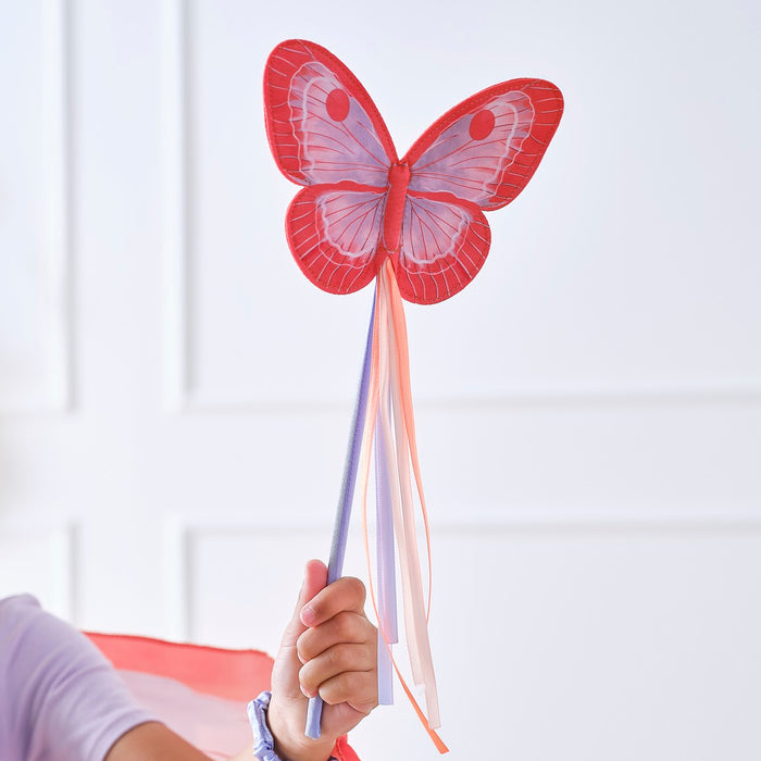 Red and Lilac Butterfly Wand