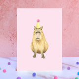Capybara Pompom Birthday Card