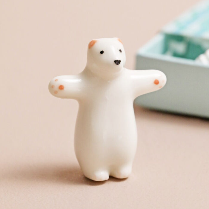 Tiny Matchbox Ceramic Bear