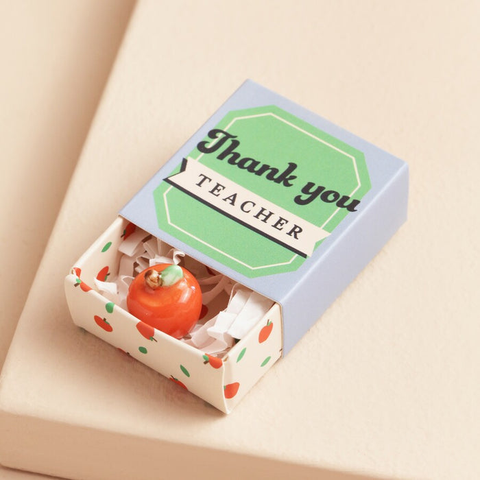 Tiny Matchbox Ceramic Apple Teacher