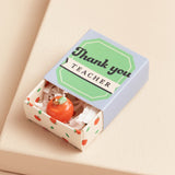 Tiny Matchbox Ceramic Apple Teacher