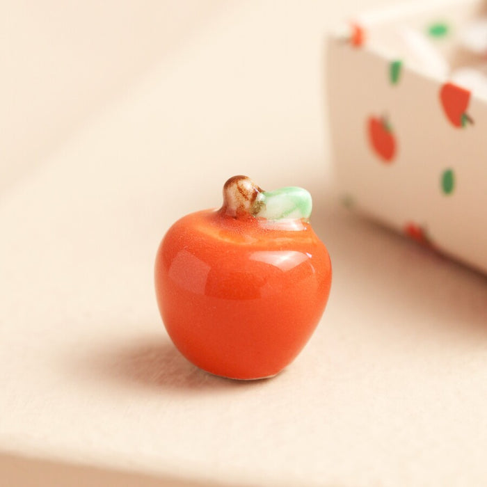 Tiny Matchbox Ceramic Apple Teacher