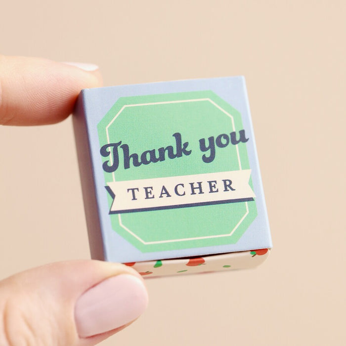 Tiny Matchbox Ceramic Apple Teacher