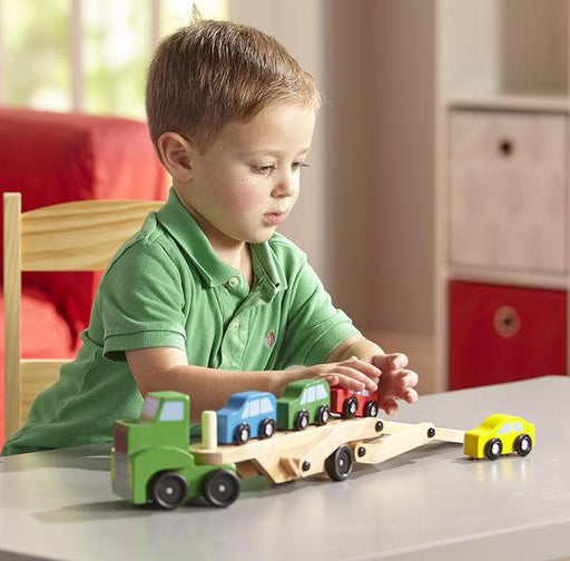Car Carrier Truck & Cars Wooden Toy Set - souzu.co.uk