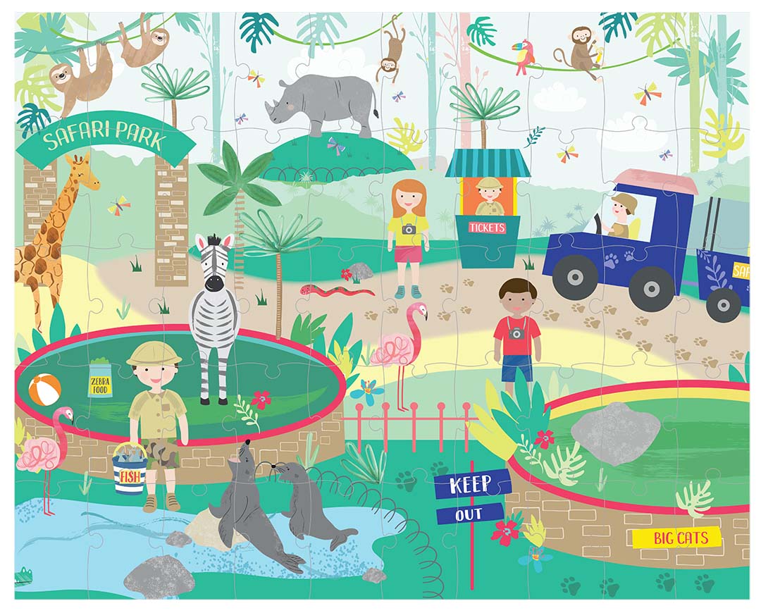 Floss and Rock 50 Piece Magic Moving Puzzle - Jungle