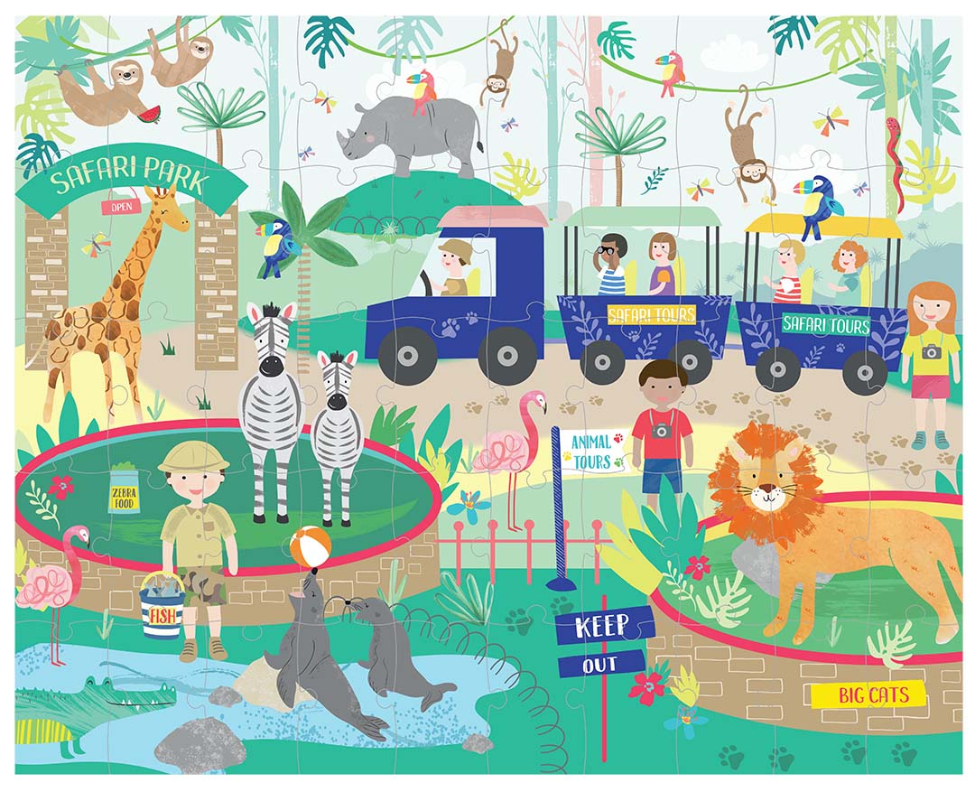 Floss and Rock 50 Piece Magic Moving Puzzle - Jungle