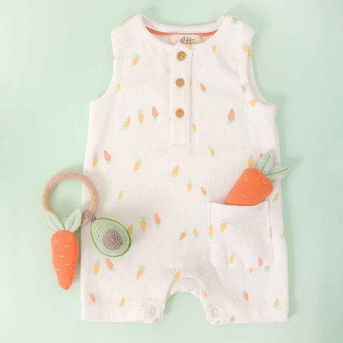 Petites Carottes Babyvest with Pocket Rattle Toy