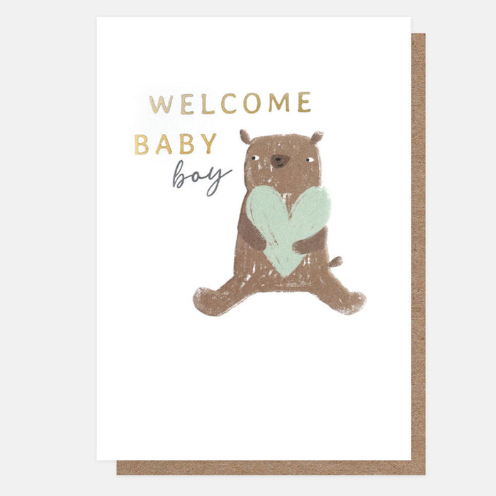 Welcome New Baby Boy Bear Card