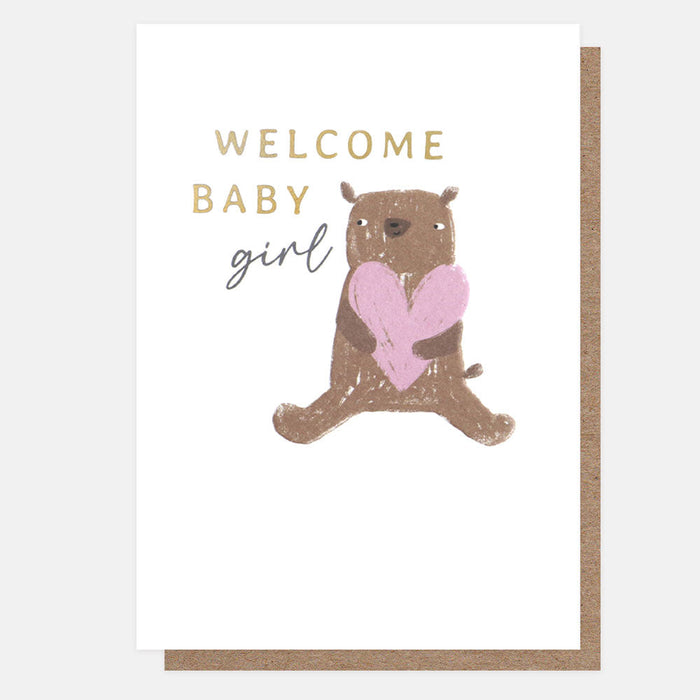 Welcome New Baby Girl Bear Card